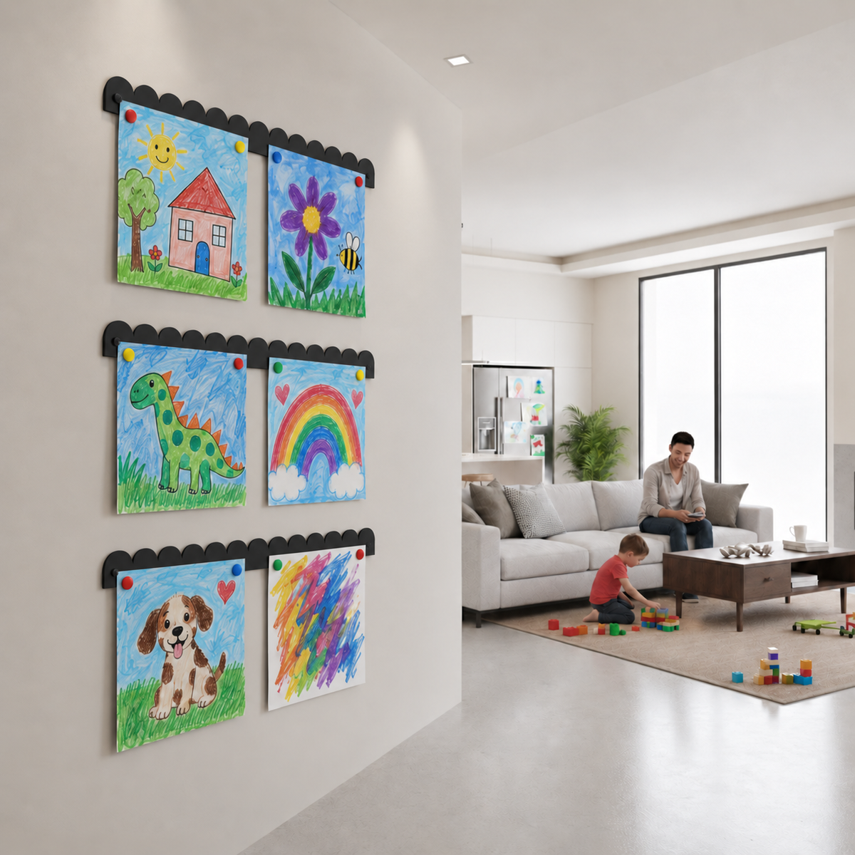 Scalloped Magnetic Art Displays for Kids Artwork