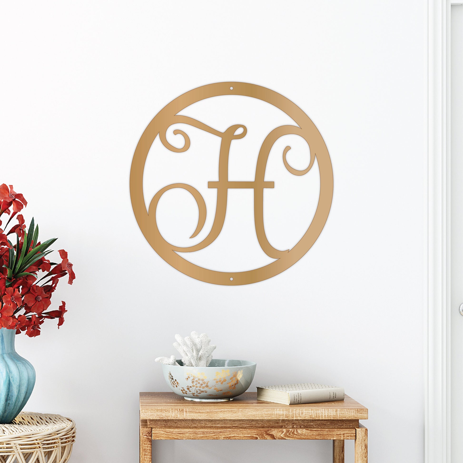 Personalized Family Name Monogram Sign, Decorative Metal Family Wall Décor, Custom Outdoor Last Name Initial, Farmhouse Chic Sign