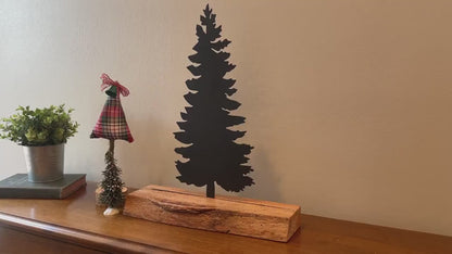 Tree Interchangeable Winter Decor, Optional Reclaimed Hardwood Base, Farmhouse Decor, Metal Tree,  Winter decor, Cabin Decor, Mountain Decor