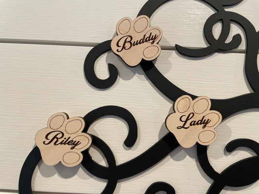 Personalized Paw Print Magnets | Name magnets | Custom wooden magnets | Family Tree Names