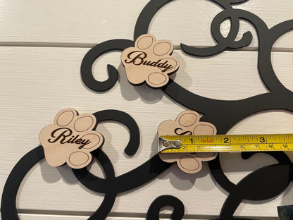 Personalized Paw Print Magnets | Name magnets | Custom wooden magnets | Family Tree Names