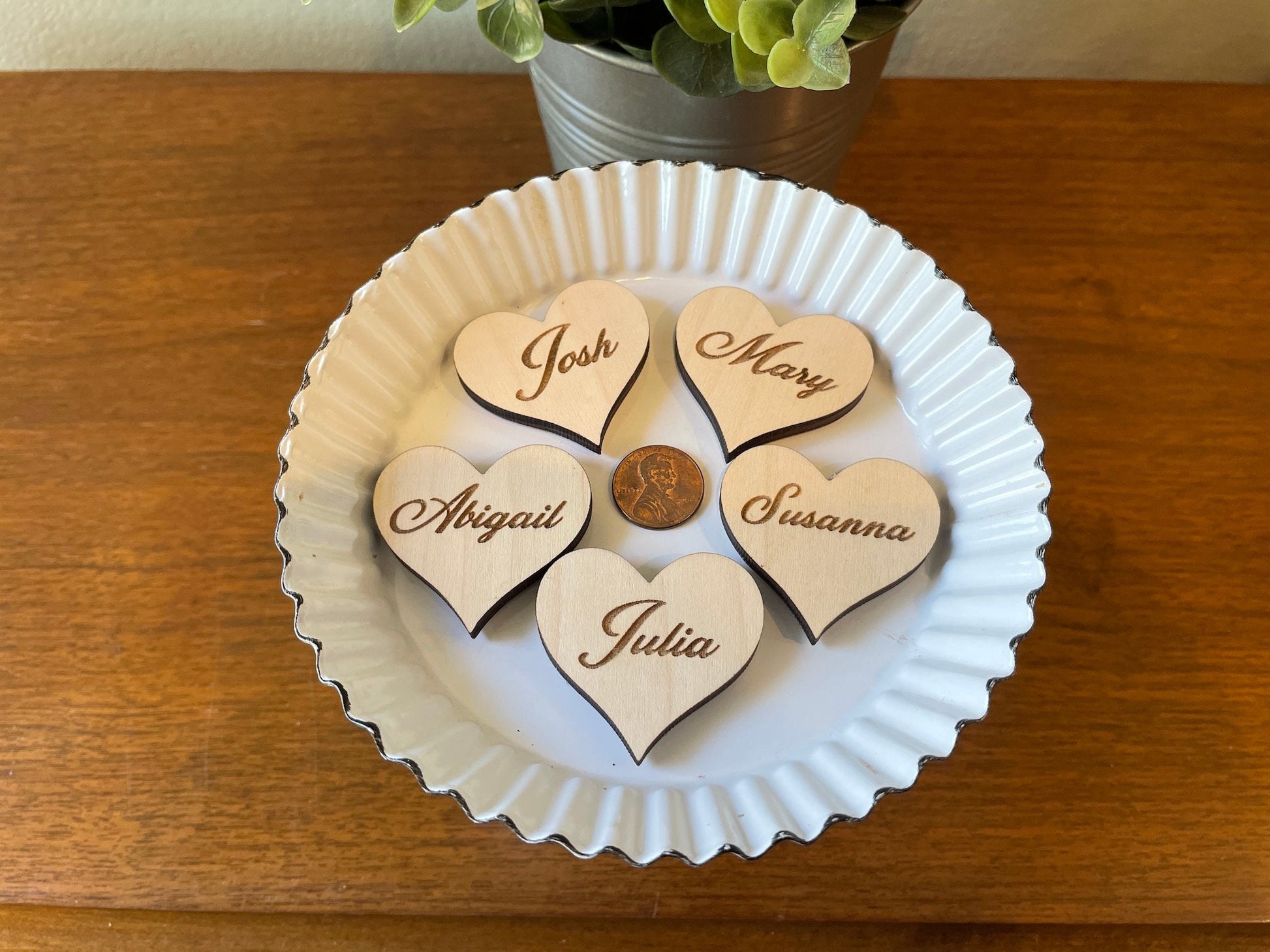 Personalized Heart Magnets | Name magnets | Custom wooden magnets | Family Tree Names
