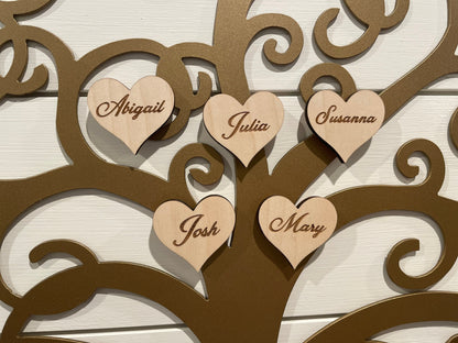 Personalized Heart Magnets | Name magnets | Custom wooden magnets | Family Tree Names