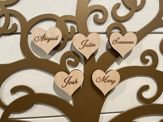 Personalized Heart Magnets | Name magnets | Custom wooden magnets | Family Tree Names