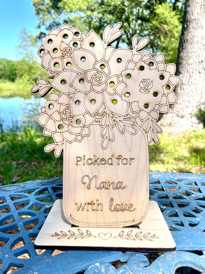 Personalized Picked For Mommy Flower Stand | Mother's Day Gift | Flower Holder | Flower Jar | Mothers Day Flowers Gift