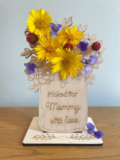 Personalized Picked For Mommy Flower Stand | Mother's Day Gift | Flower Holder | Flower Jar | Mothers Day Flowers Gift