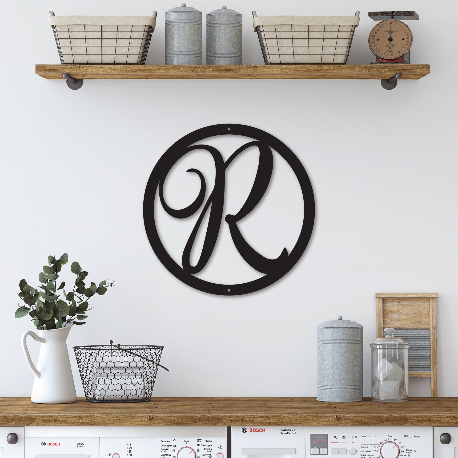 Personalized Family Name Monogram Sign, Monogram Wreath Insert, Decorative Wooden Family Wall Décor, Custom Home Decor, Farmhouse Chic Sign