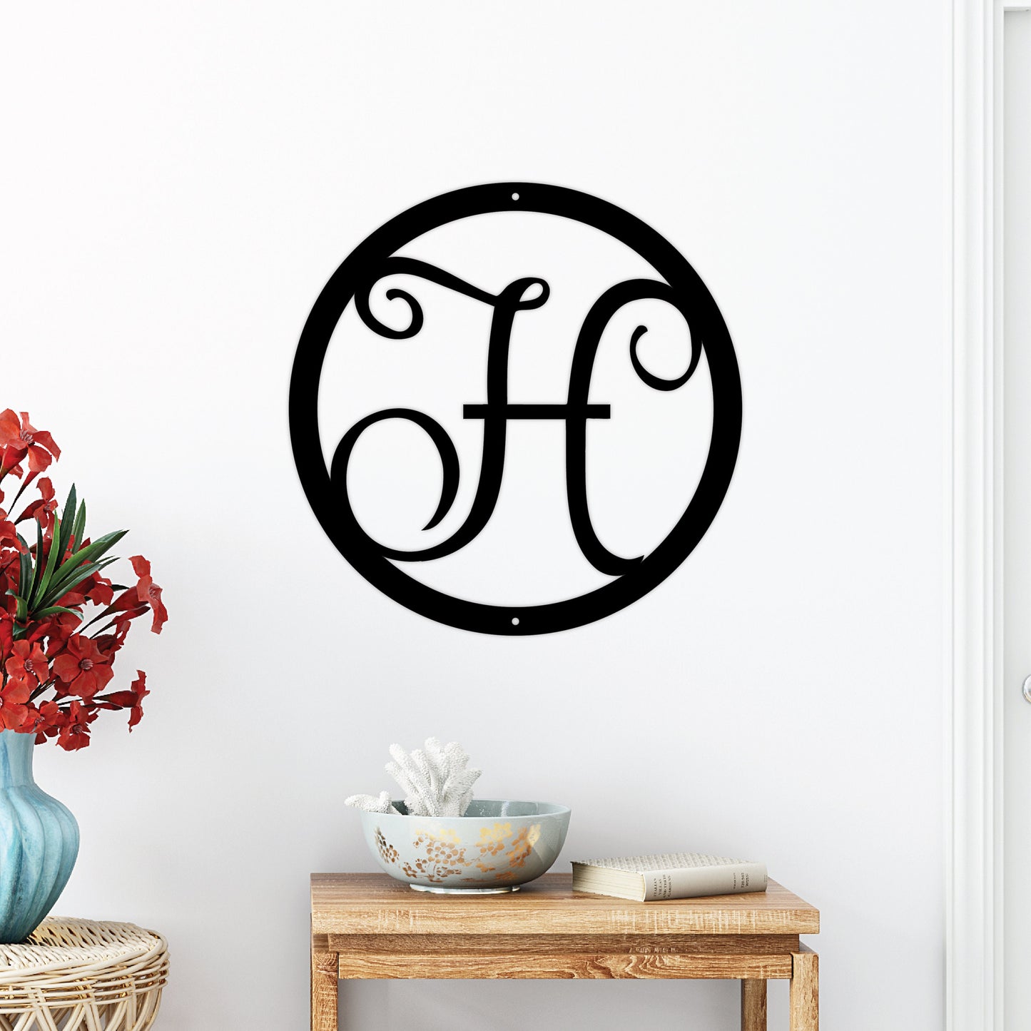 Personalized Family Name Monogram Sign, Monogram Wreath Insert, Decorative Wooden Family Wall Décor, Custom Home Decor, Farmhouse Chic Sign