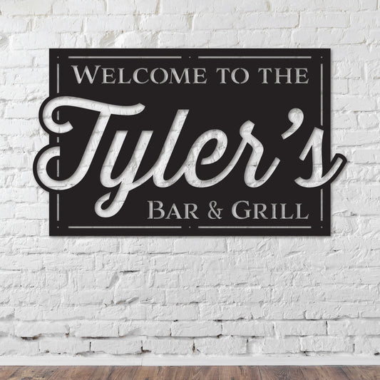 Custom Metal Bar & Grill Sign, Personalized Family BBQ, Decorative Patio and Pool Outdoor Business, Metal Grilling Sign, Backyard BBQ Sign