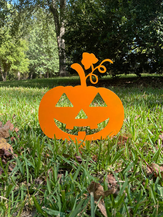 Metal Yard Pumpkin, Halloween Jack-O-Lantern, Halloween Yard Decor, Farmhouse Decor, Seasonal Yard Decor